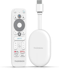 Load image into Gallery viewer, THOMSON Go Cast 150, Google TV 4K UHD, Streaming Dongle, Voice Control, Google Cast, Dolby Atmos, Digital Plus, Wi-Fi, Multi-Enchufe, 2 GB RAM, 8 GB (NUEVO)