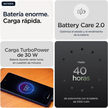Cargar imagen en el visor de la galería, Moto g56 5G 24GB (8GB+16GB RAM Boost)/256GB Negro, Durabilidad Militar, IP68/69, Corning® Gorilla® Glass 7i, Pantalla 6.72" Full HD+, Cámara 50 MP con Moto ai,Batería 5200 mAh,Carga TurboPower™ 30W (NUEVO, de exposición)(No entra cargador)