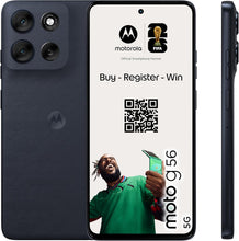 Cargar imagen en el visor de la galería, Moto g56 5G 24GB (8GB+16GB RAM Boost)/256GB Negro, Durabilidad Militar, IP68/69, Corning® Gorilla® Glass 7i, Pantalla 6.72" Full HD+, Cámara 50 MP con Moto ai,Batería 5200 mAh,Carga TurboPower™ 30W (NUEVO, de exposición)(No entra cargador)