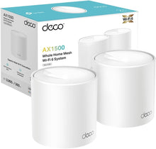 Cargar imagen en el visor de la galería, TP-Link Deco X1500 (2-Pack) - Sistema WiFi 6 Mesh IA, AX1500 Doble Banda 2.4 GHz/5 GHz, Cobertura hasta 360 m2, 3X Puertos Gigabit por Unidad, 160MHz, ODFMA, 1024QAM, Control Parental (de segunda mano muy bueno)

