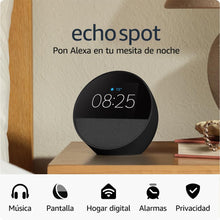 Cargar imagen en el visor de la galería, Amazon Echo Spot (última generación) Despertador inteligente con sonido de calidad y Alexa - Negro (NUEVO)

