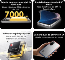 Load image into Gallery viewer, XIAOMI POCO M7 - 8+256GB Smartphone, 50MP AI Dual Camera, 6.9” FHD+ Immersive Display, Snapdragon 685, 33W Fast Charging and 18W Reverse Charging, Charger Not Included, Silver (ES Version) (New Display Unit) 

