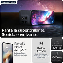 Cargar imagen en el visor de la galería, Moto g56 5G 24GB (8GB+16GB RAM Boost)/256GB Negro, Durabilidad Militar, IP68/69, Corning® Gorilla® Glass 7i, Pantalla 6.72" Full HD+, Cámara 50 MP con Moto ai,Batería 5200 mAh,Carga TurboPower™ 30W (NUEVO, de exposición)(No entra cargador)
