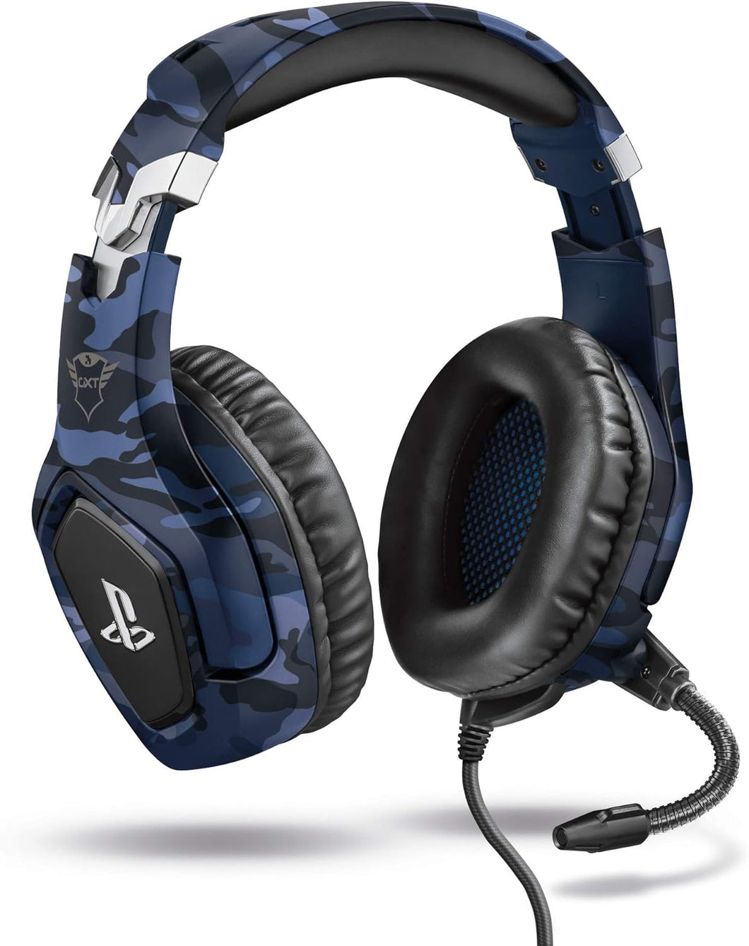 Trust Gaming Cascos PS4 y PS5 Auriculares de Gaming GXT 488 Forze-B, Licencia Oficial para Playstation, Micrófono Plegable, Altavoces Activos de 50 mm, Cable Trenzado de Nailon de 1.2 m, Azul (NUEVO)