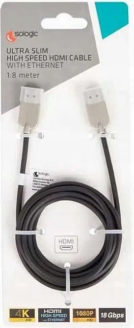 Sologic Ultra Slim HDMI Cable - HDMI 1.8 m Super Slim - 4k ULTRAHD, 1080P FULLHD (NEW)