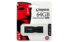 Cargar imagen en el visor de la galería, Kingston DataTraveler 100 G3 -DT100G3/64GB, USB 3.0, Flash Drive, 64 GB, Negro (NUEVO)
