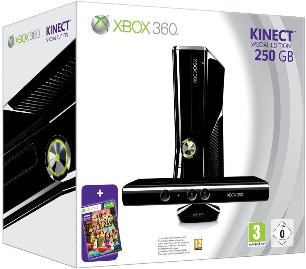 XBOX 360 250GB Console+Kinect+Kinect Adventures Game! - LIMITED EDITION (second hand good)