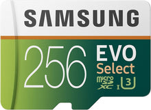 Load image into Gallery viewer, Samsung EVO Select 256 GB microSD 100 MB/s, Speed, Full HD &amp; 4K UHD (NEW)
