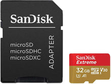 Load image into Gallery viewer, SanDisk Extreme - 32GB microSDHC Memory Card for Mobile, Tablets and Cameras + SD Adapter (NEW) 
