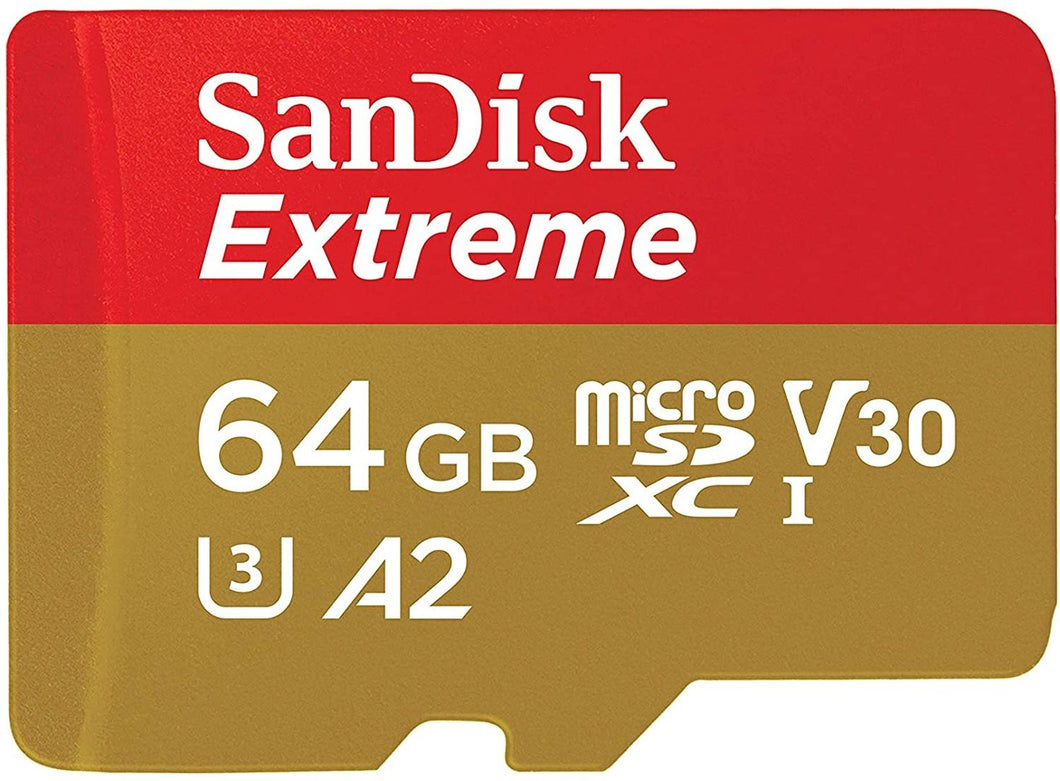 SanDisk Extreme 64GB microSDXC Memory Card with SD Adapter, A2 (NEW)