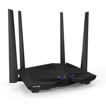 Load image into Gallery viewer, Tenda AC10U - AC1200 Dual Band Wireless Gigabit Router, 2.4 GHz at 300 Mbps and 5 GHz at 867 Mbps, 4x5dBi External Antennas, USB 2.0, WISP Mode, MAC Clone, MU-MIMO Technology, Beamforming+, Black (very good second-hand )

